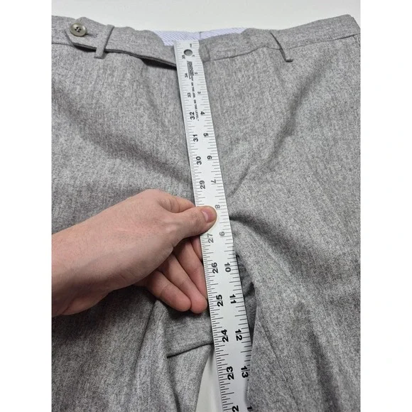 Rota Pantaloni Pants Mens 32x28 Gray Wool Flat Front Cuffed Lined Italy 46